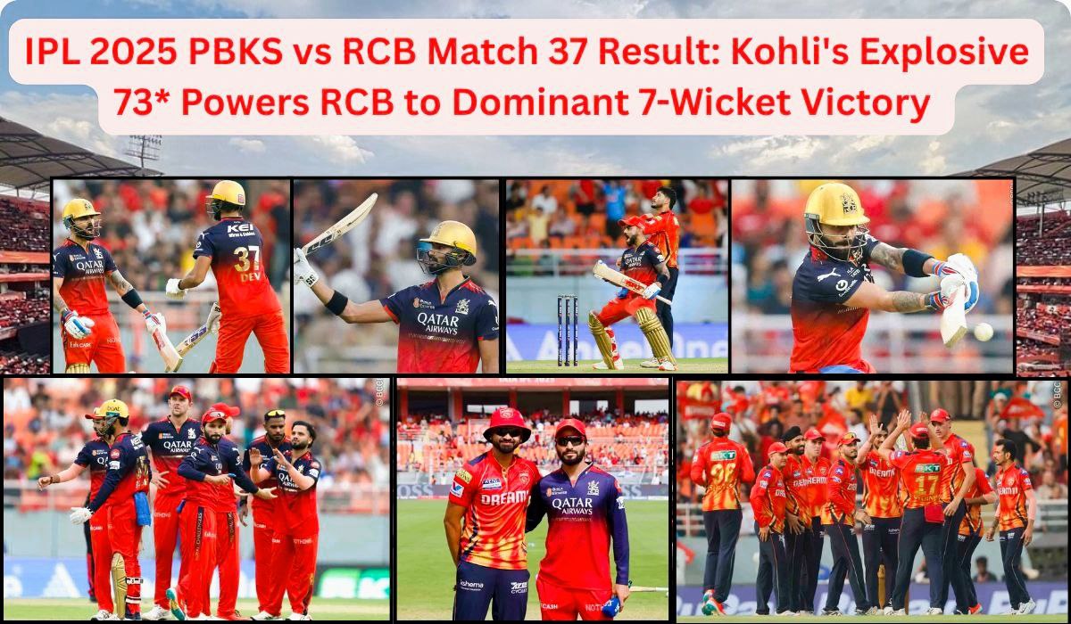 IPL 2025 PBKS vs RCB 37th Match highlights