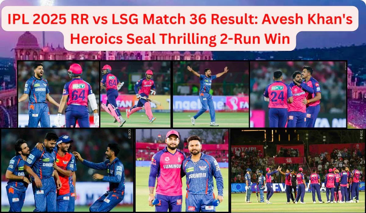 IPL 2025 RR vs LSG 36th Match result Avesh Khan celebrating