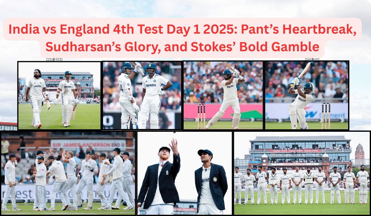India vs England 4th Test Day 1 2025: Pant’s Heartbreak, Sudharsan’s Glory, and Stokes’ Bold Gamble