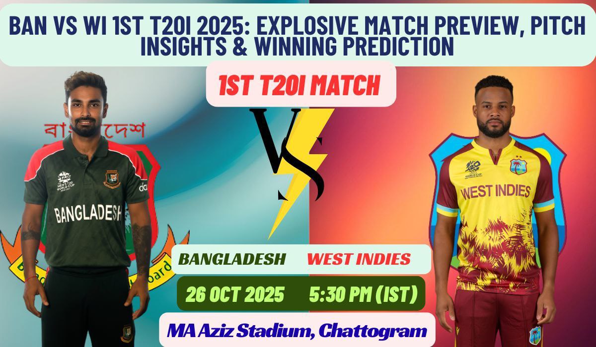 BAN vs WI 1st T20I 2025: Explosive Match Preview, Pitch Insights & Winning Prediction
